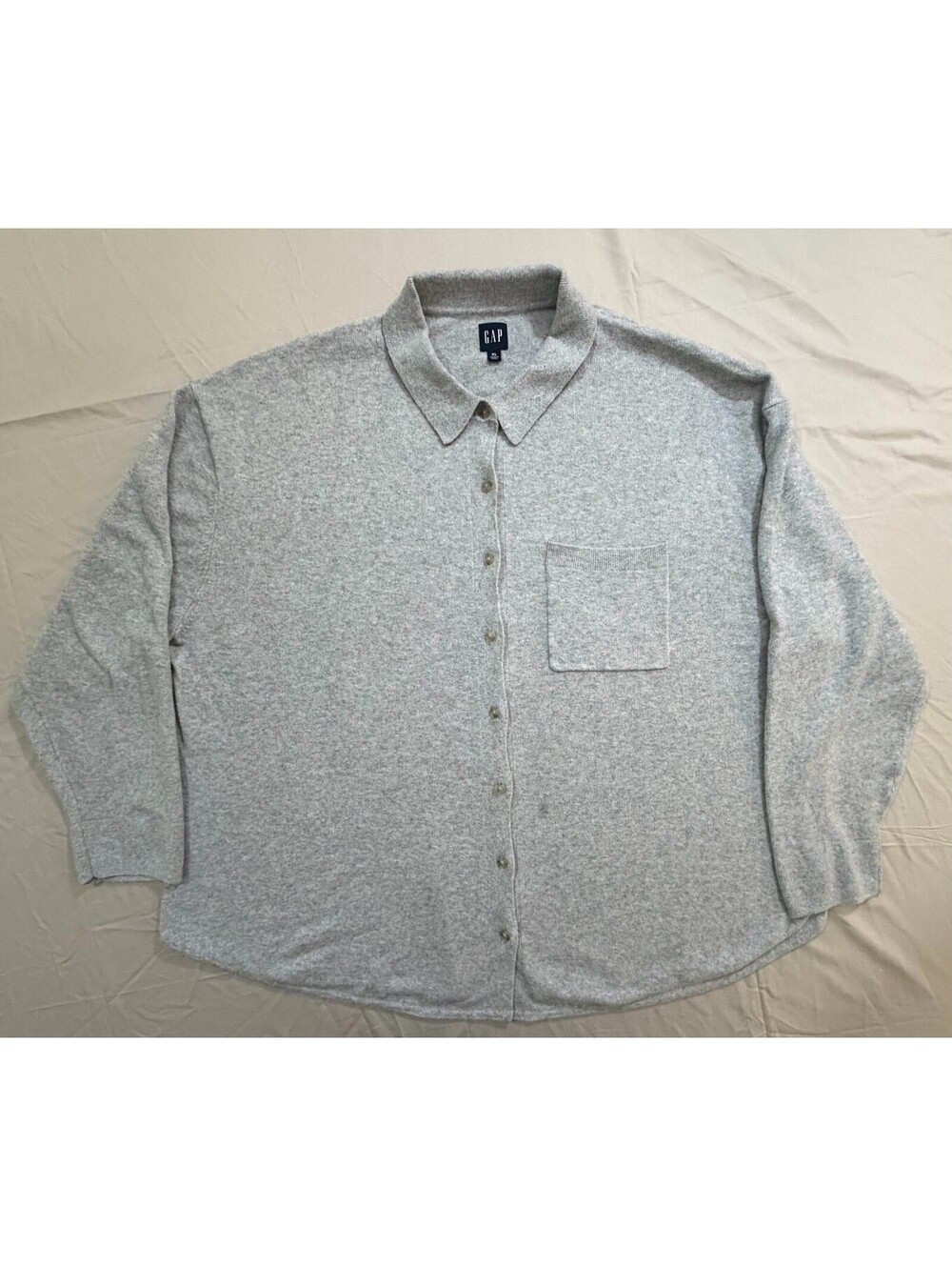 GAP Men XL Gray Knit Button Front Shirt Jacket Shacket Cotton Blend